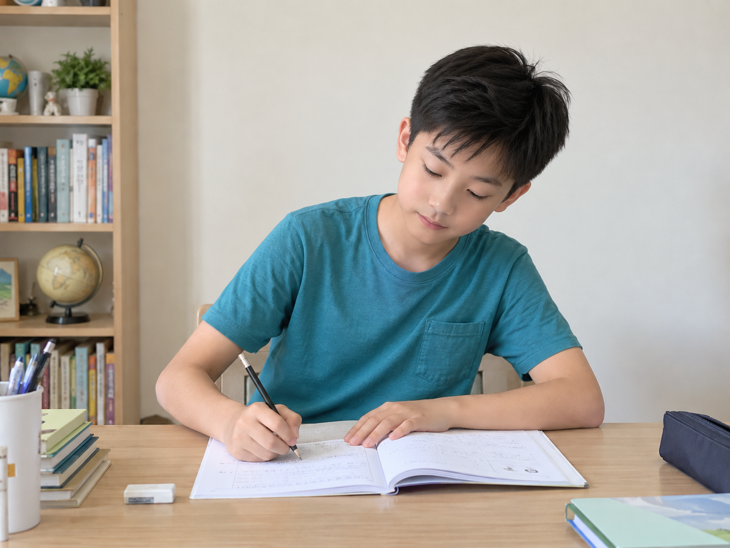 AI生成的学生歪头侧倾图片